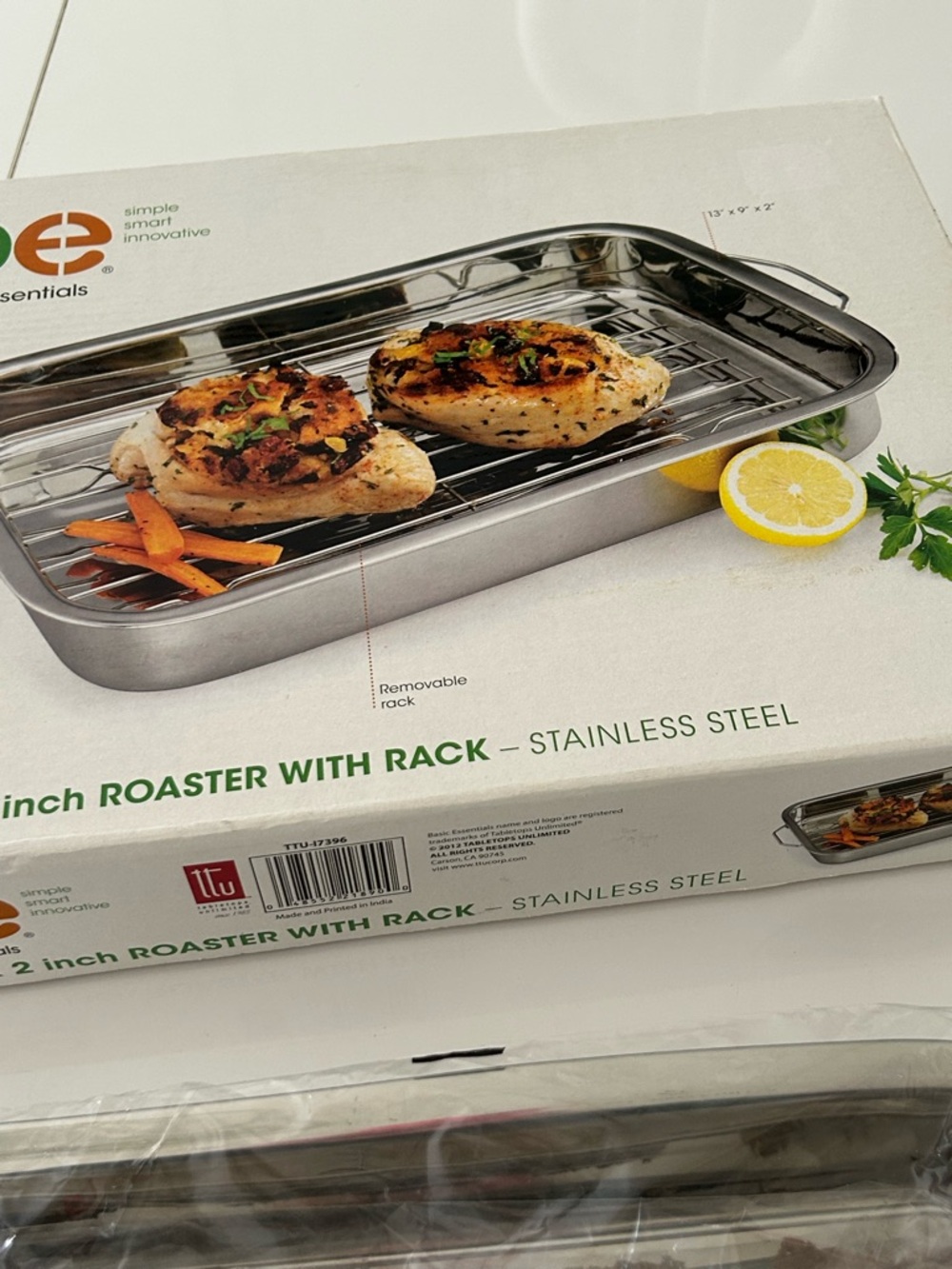 Essentials Stainless Steel Roaster with Removable Rack - Silver - Picture 2 of 4
